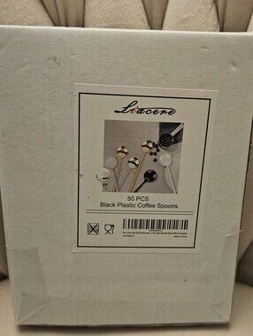 Liacere Black Plastic Coffee Spoons - 50 Pack 6.7 Inches NEW